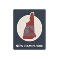 New Hampshire metal art sign: dark blue square with red state badge and white circle