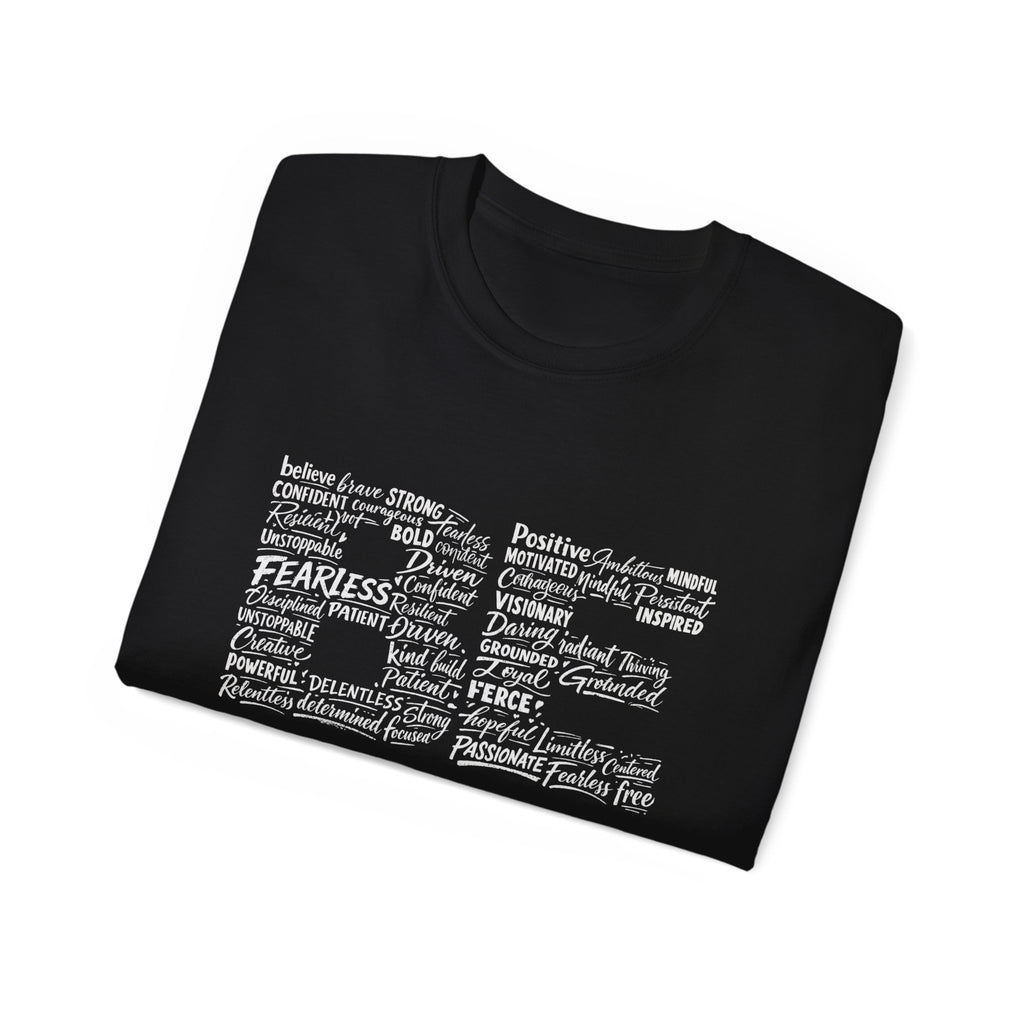 Black Life word cloud inspirational typography shirt, front view