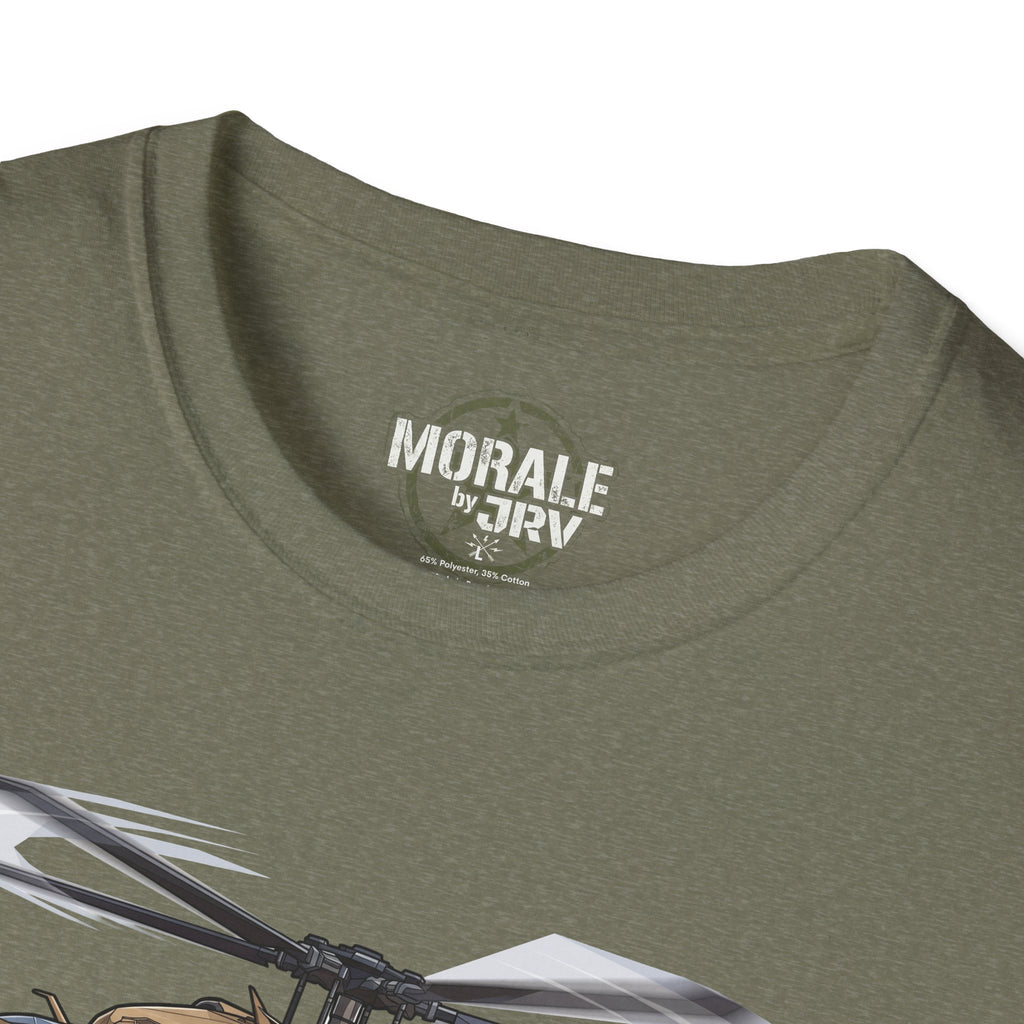 UH-60 Black Hawk T-Shirt neckline logo print on military green