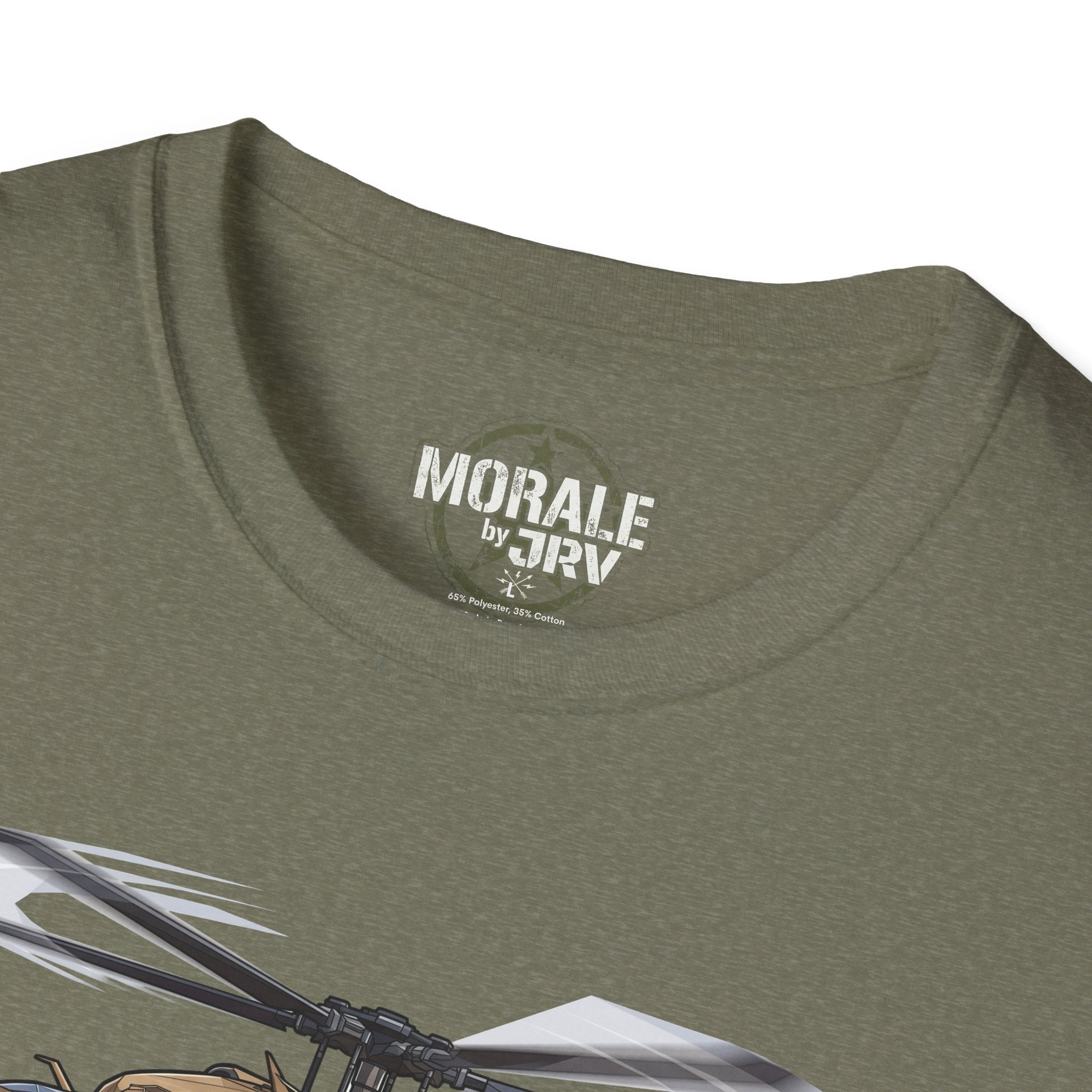 UH-60 Black Hawk T-Shirt neckline logo print on military green