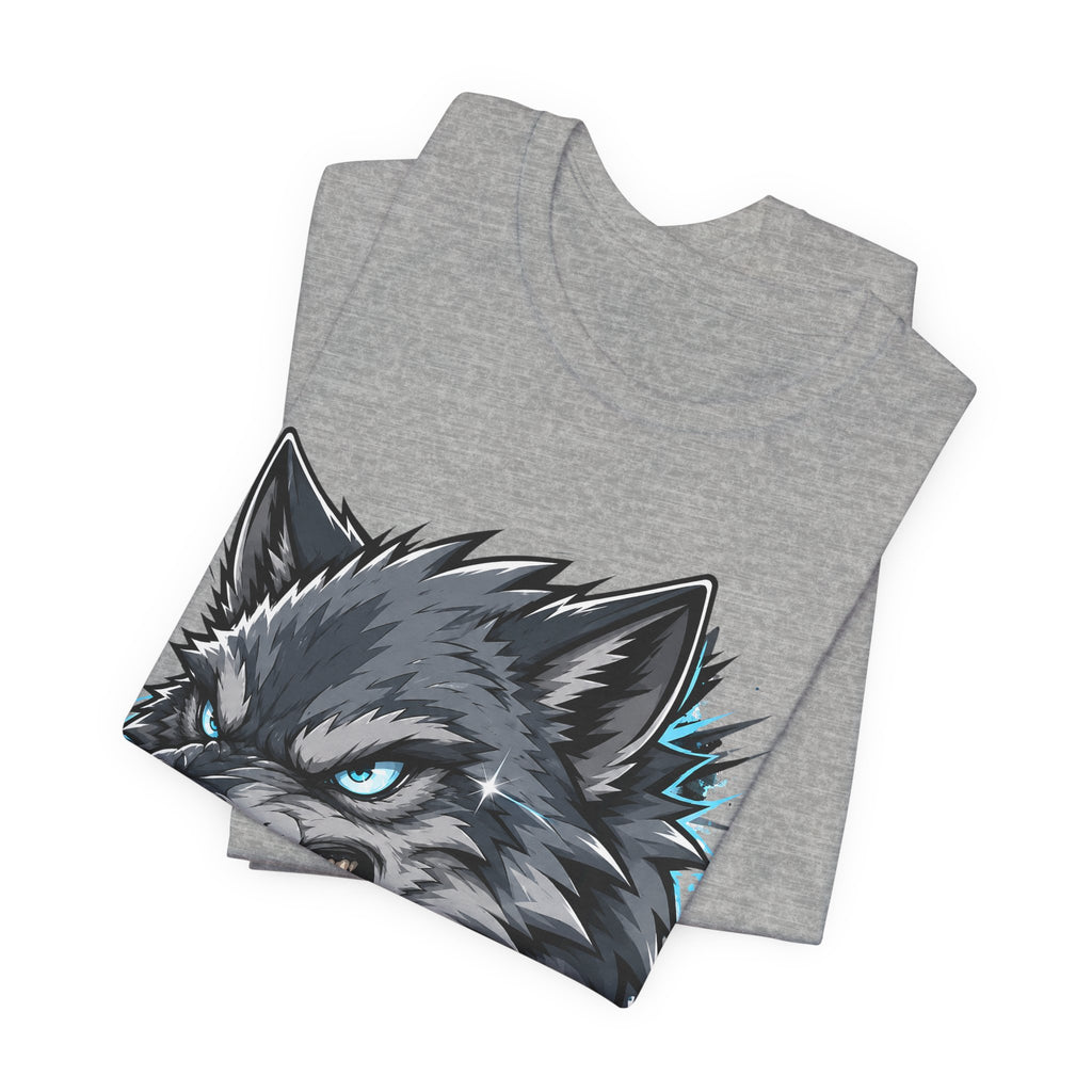 Dark gray heather t-shirt with snarling wolf head graphic print