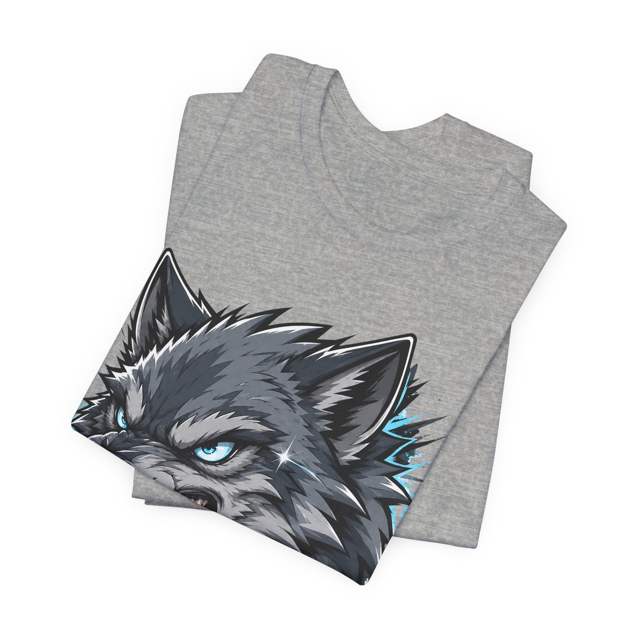 Dark gray heather t-shirt with snarling wolf head graphic print