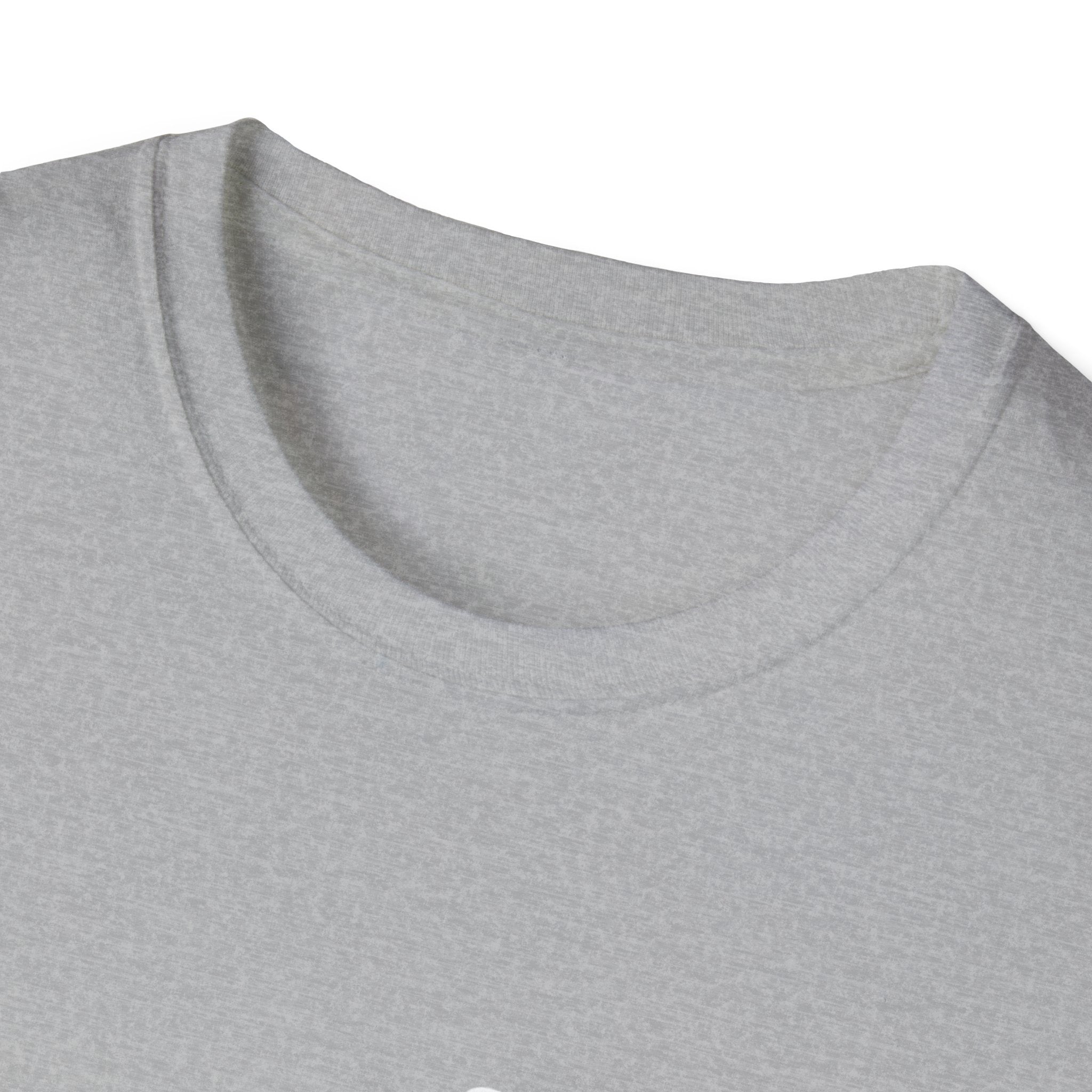 Sport grey crew-neck T-shirt neckline close-up