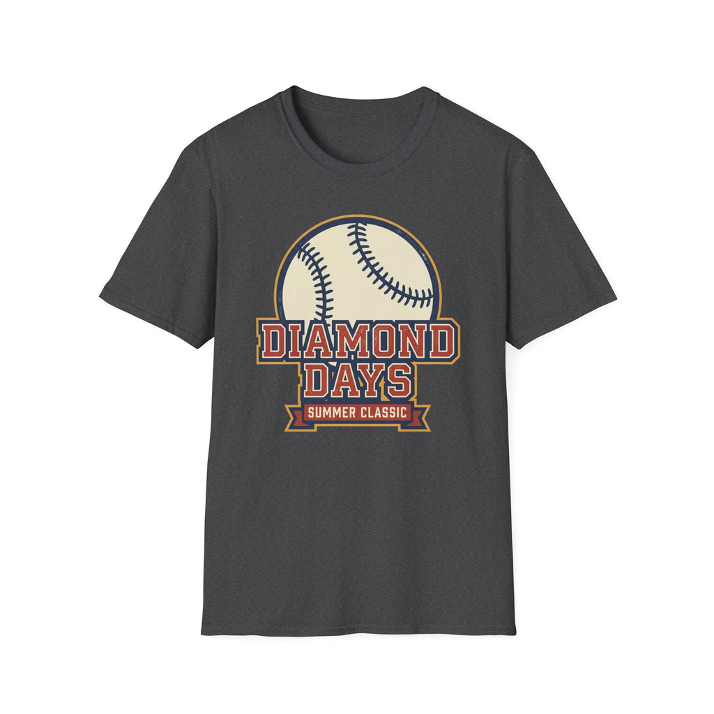 Dark gray crew-neck baseball T-shirt with “DIAMOND DAYS” baseball graphic
