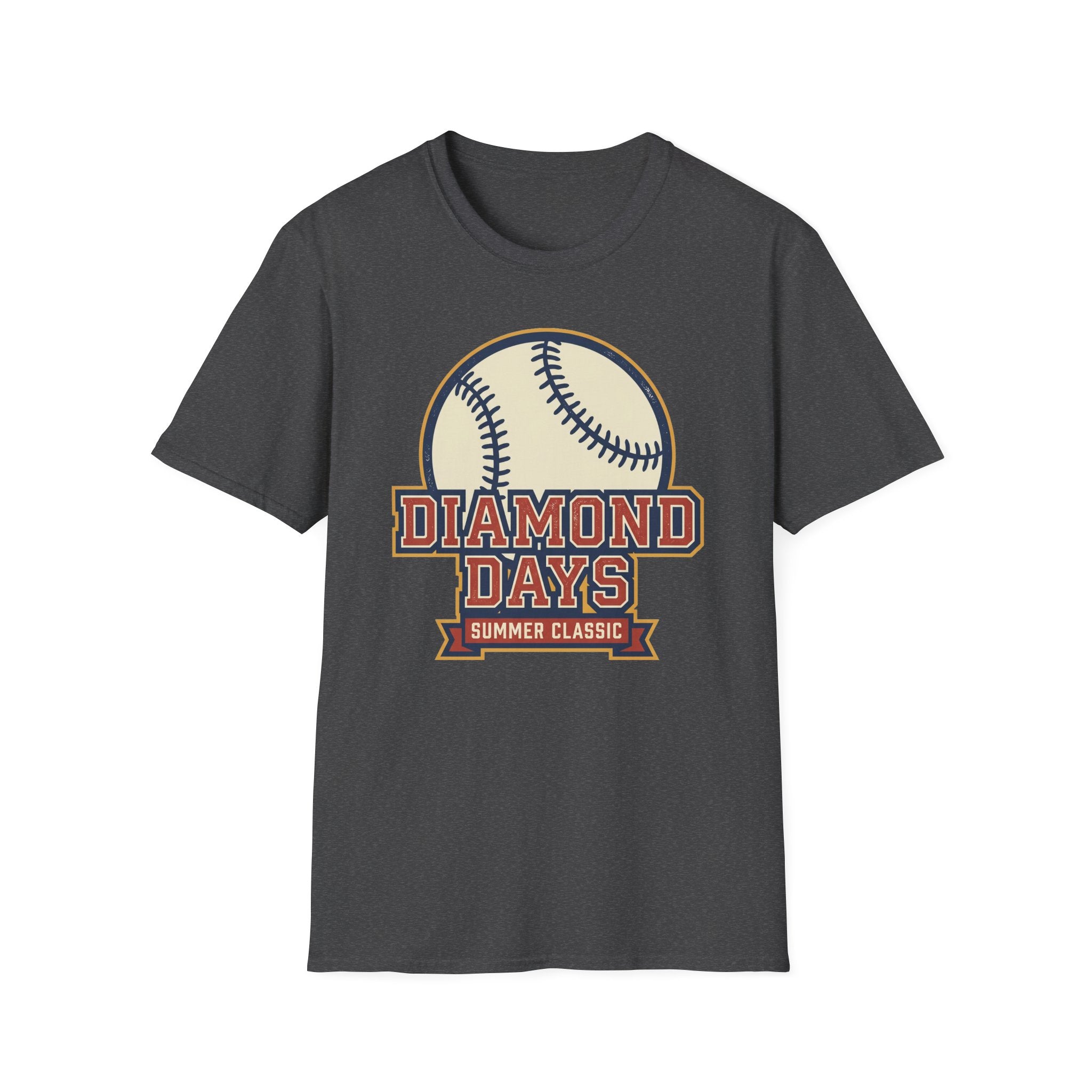 Dark gray crew-neck baseball T-shirt with “DIAMOND DAYS” baseball graphic