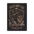 Poker cards featuring 712th MP Co Shields Up artwork on a dark card face