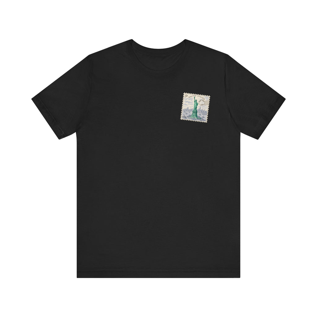 Black T-shirt with small chest square graphic
