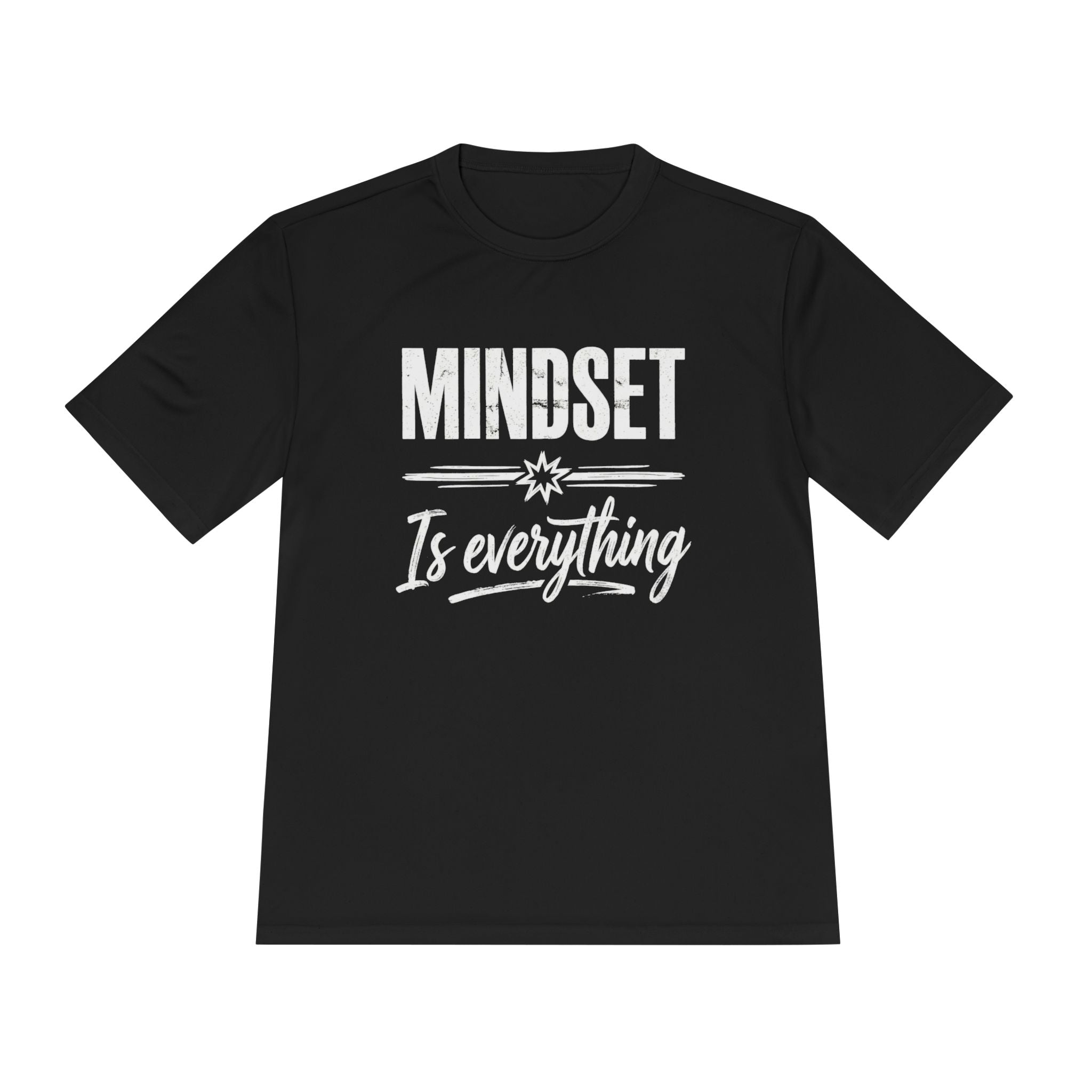 T-shirt con scritta “MINDSET Is everything” su nero
