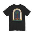 Black T-shirt with large South Carolina palmetto window graphic on back