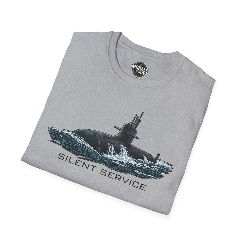 Silent Service T-Shirt in hellgrauem Heather mit U-Boot-Graphic und Schriftzug