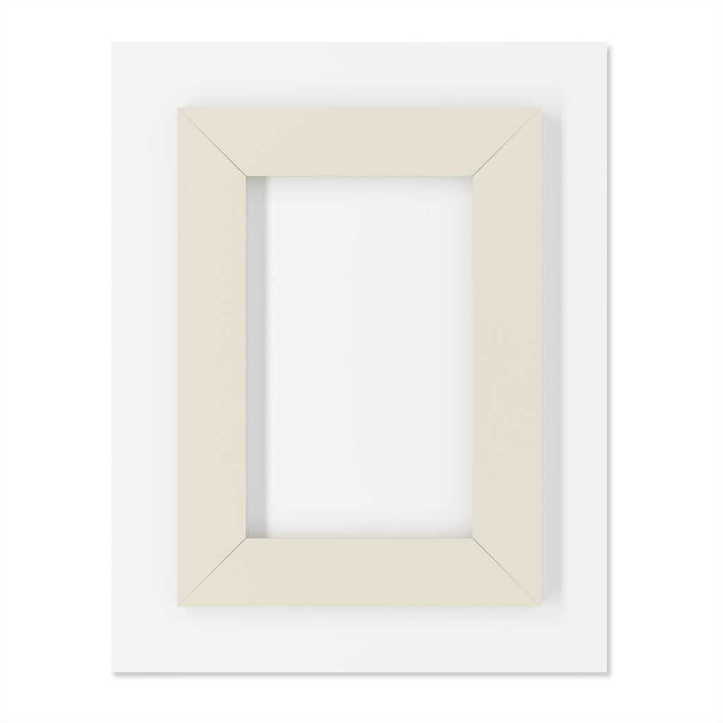 Framed wall art with empty central panel and beige outer frame corners.