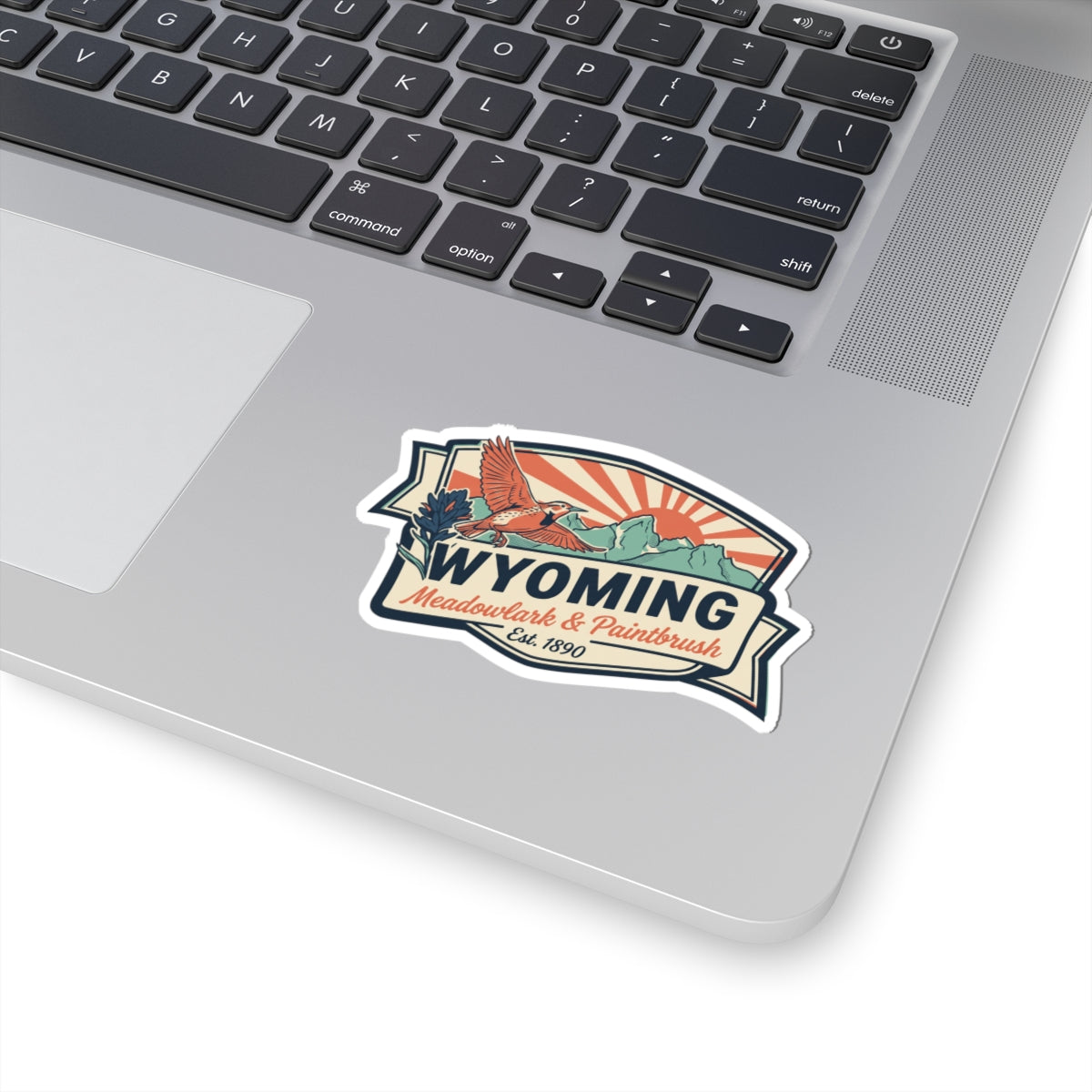 Wyoming badge decal sticker with meadowlark bird and “Est. 1890” wording