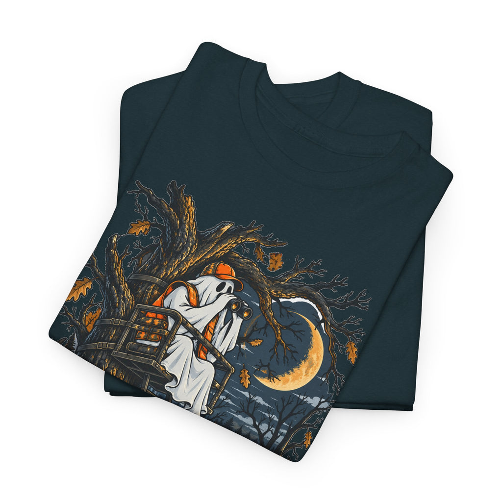 Haunted Tree Stand T-Shirt, Funny Ghost Deer Hunter Halloween Shirt for Men and Women, Bow Hunting Season Gift Tee