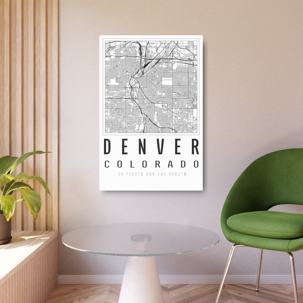 Denver Colorado city map metal wall art sign mounted on wall