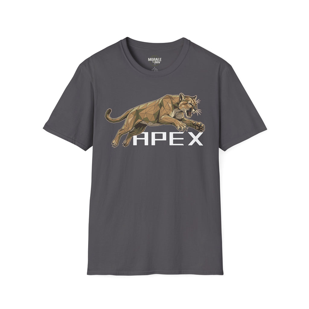 Leaping Cougar graphic T-shirt, graphite heather, leaping cougar over HPEX text