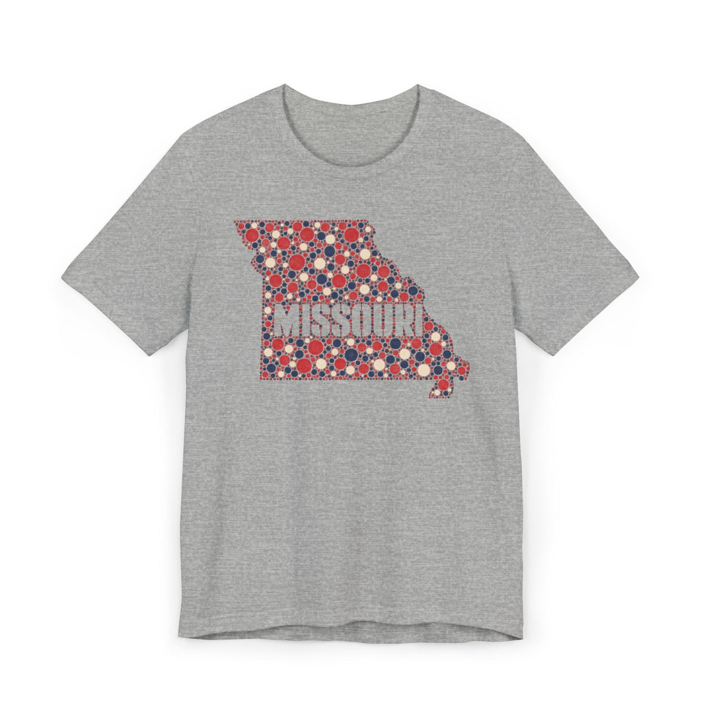 Missouri State Floral Map T-Shirt | Red White and Blue Missouri Outline Graphic Tee
