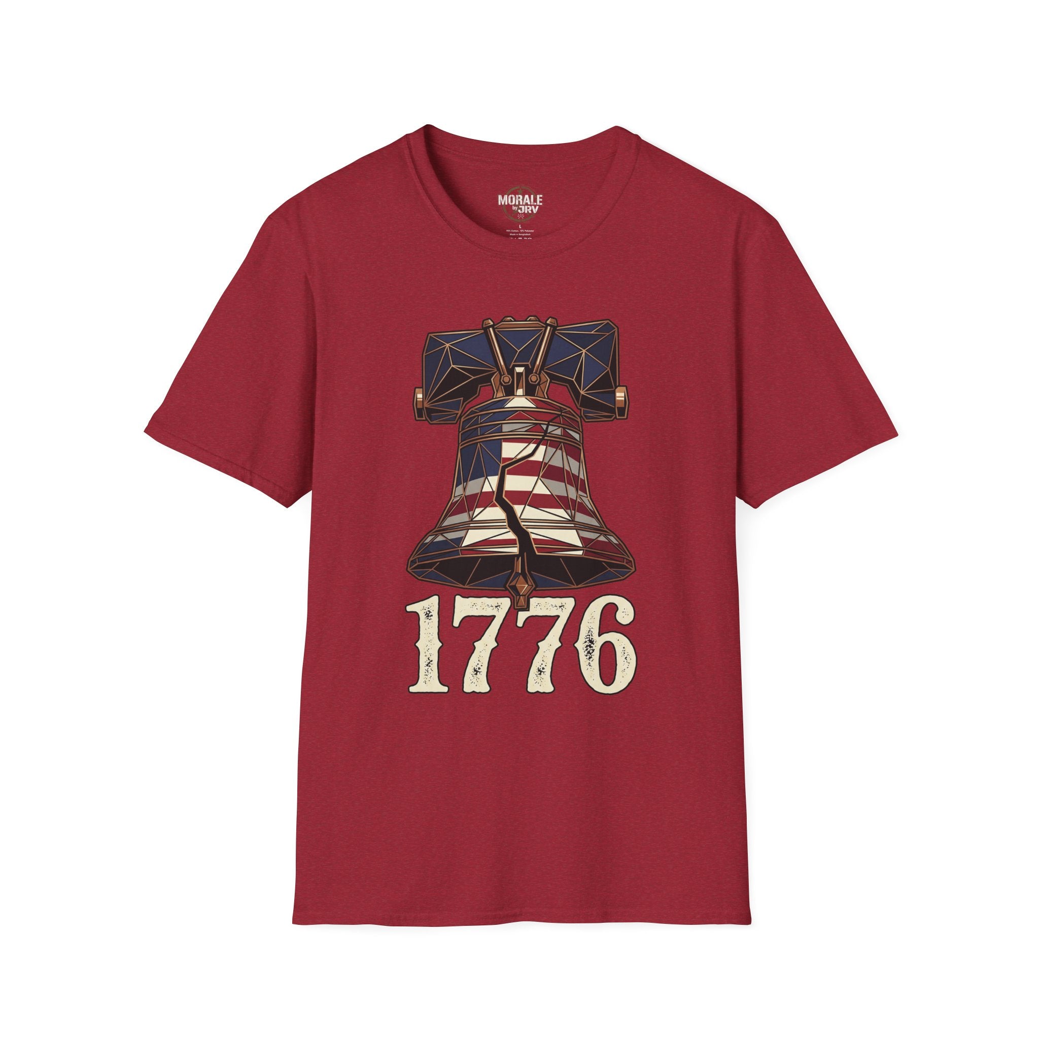 Liberty Bell 1776 T-shirt in dark red with bell and “1776” graphic