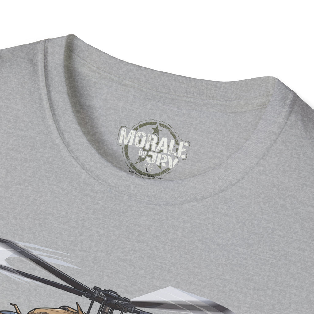 UH-60 Black Hawk T-Shirt neckline logo print on sport grey