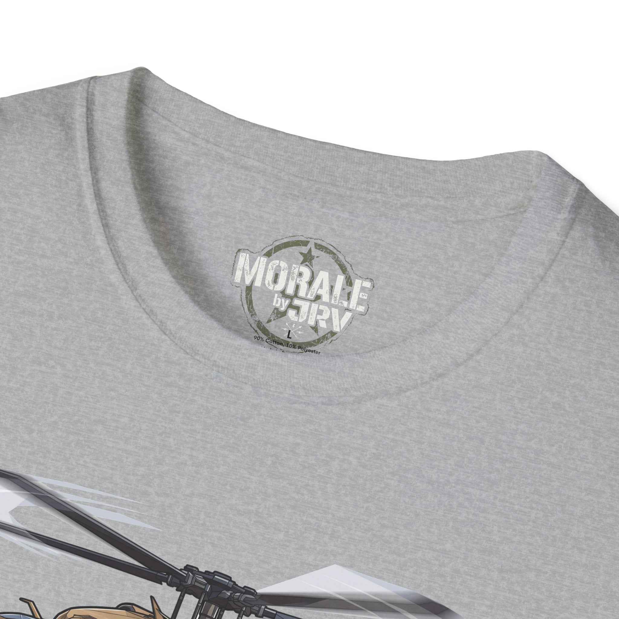 UH-60 Black Hawk T-Shirt neckline logo print on sport grey