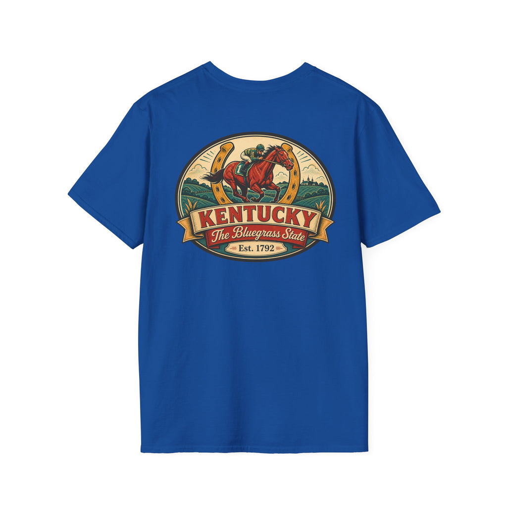 Royal blue T-shirt with Kentucky logo and horse graphic, Est. 1792.