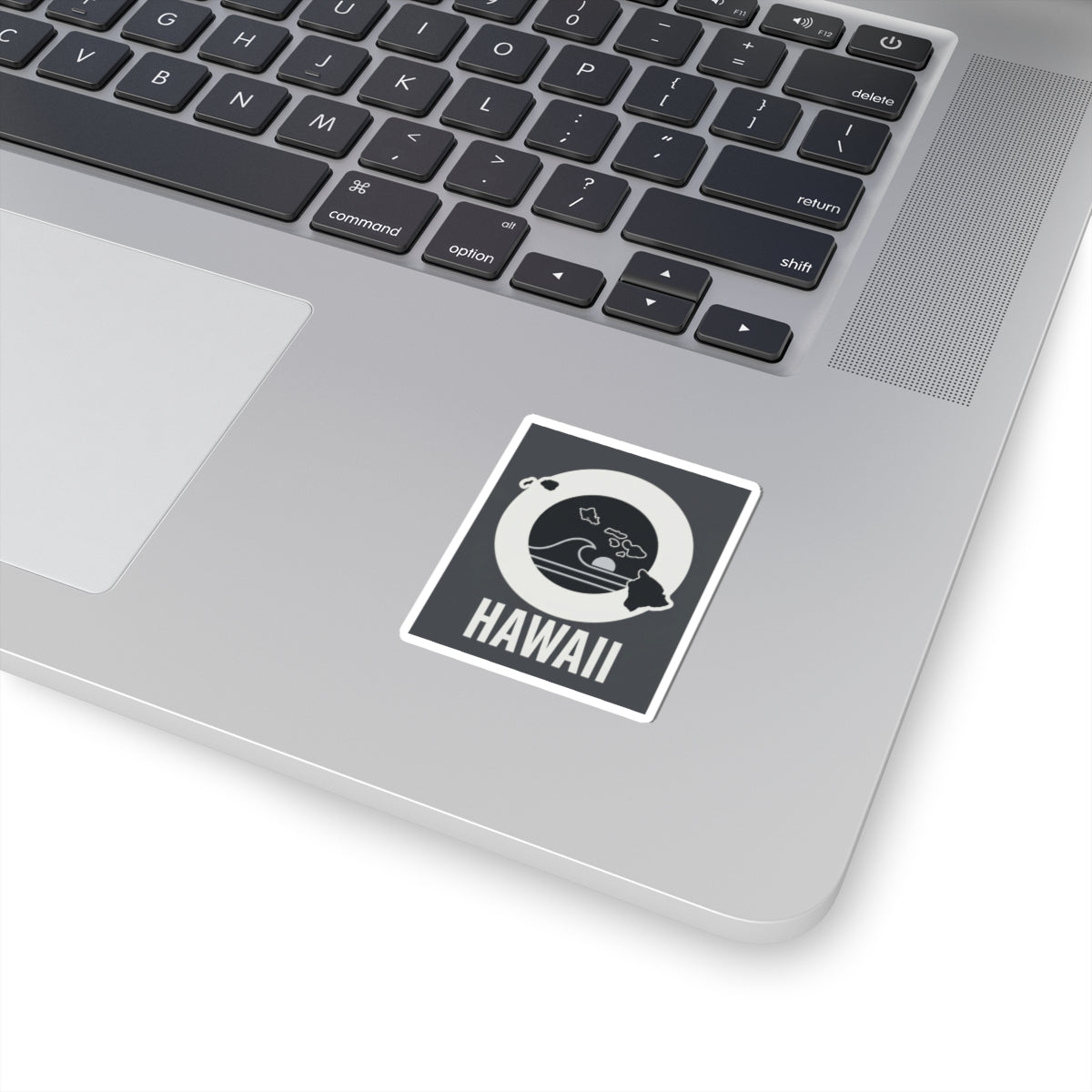 Hawaii wave island square sticker with black circle and 'HAWAII' text