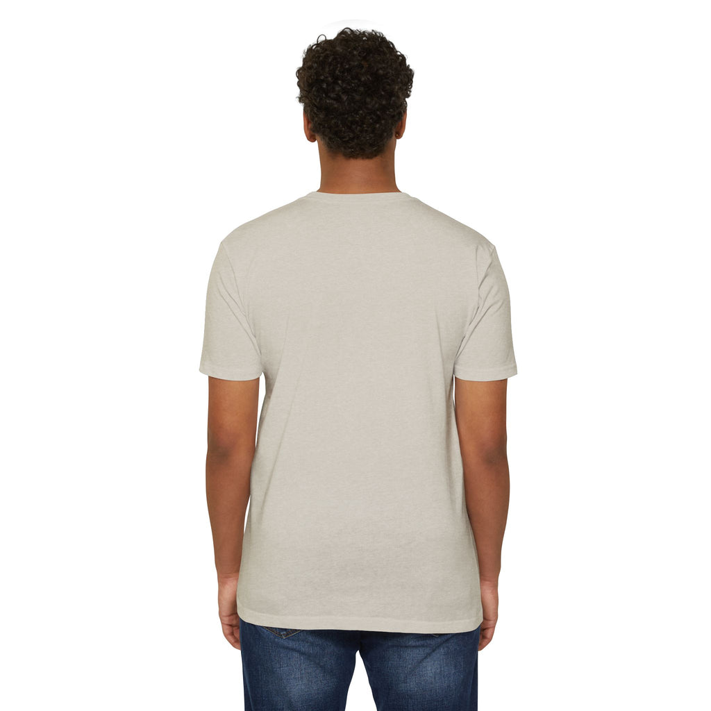 Light cream bomber T-shirt back view, plain