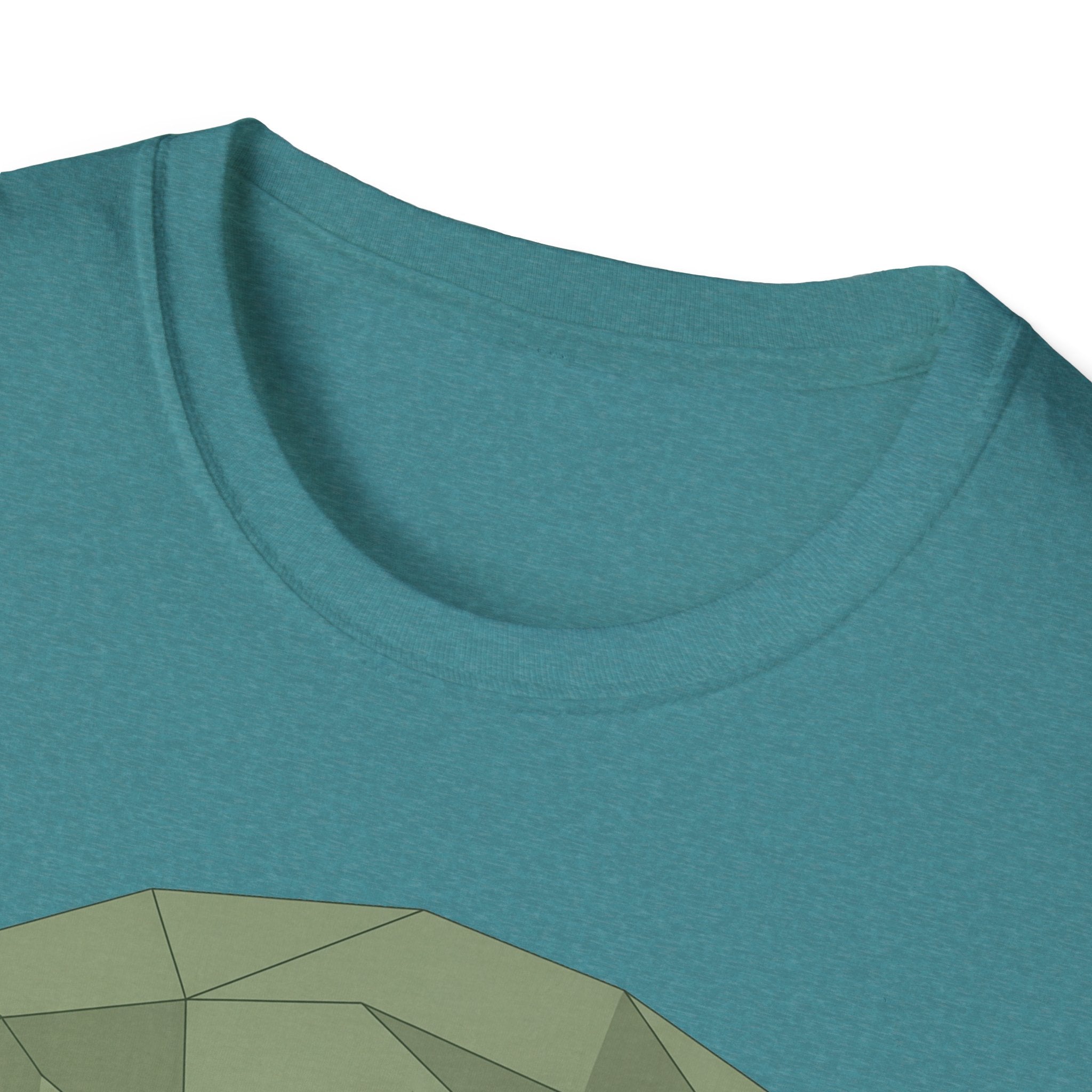 Dragon Blood Tree T-Shirt in teal with geometric graphic tree partial view