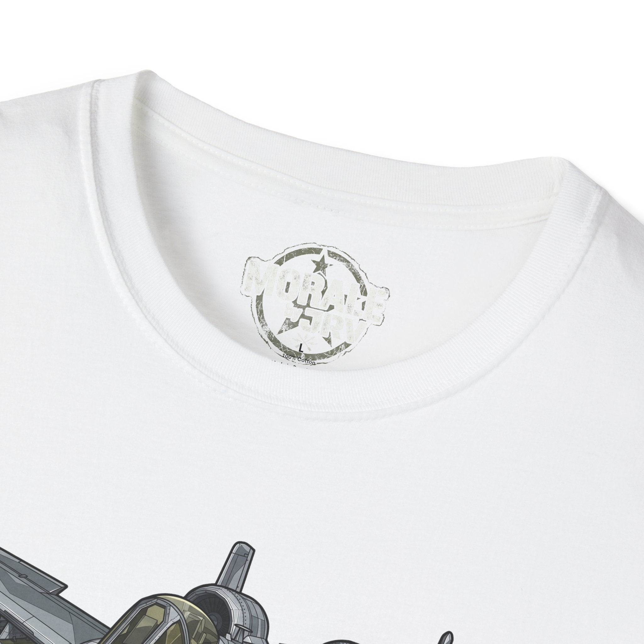 A-10 Warthog T-shirt, white, neck logo graphic