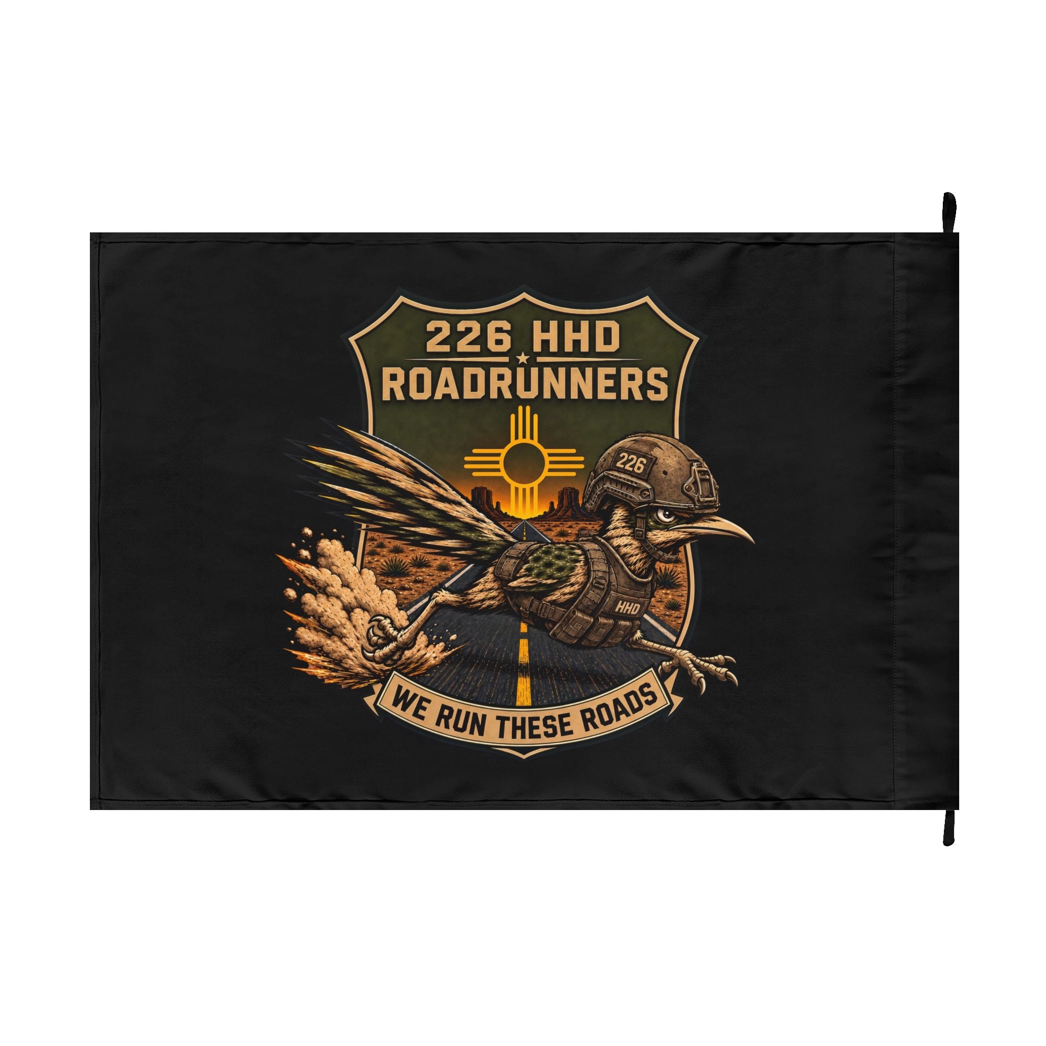 226 HHD Roadrunners Double-Sided Flag Black Horizontal