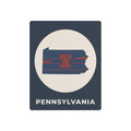 Dark blue Pennsylvania Liberty Bell outline metal wall plaque with oval graphic and PENNSYLVANIA