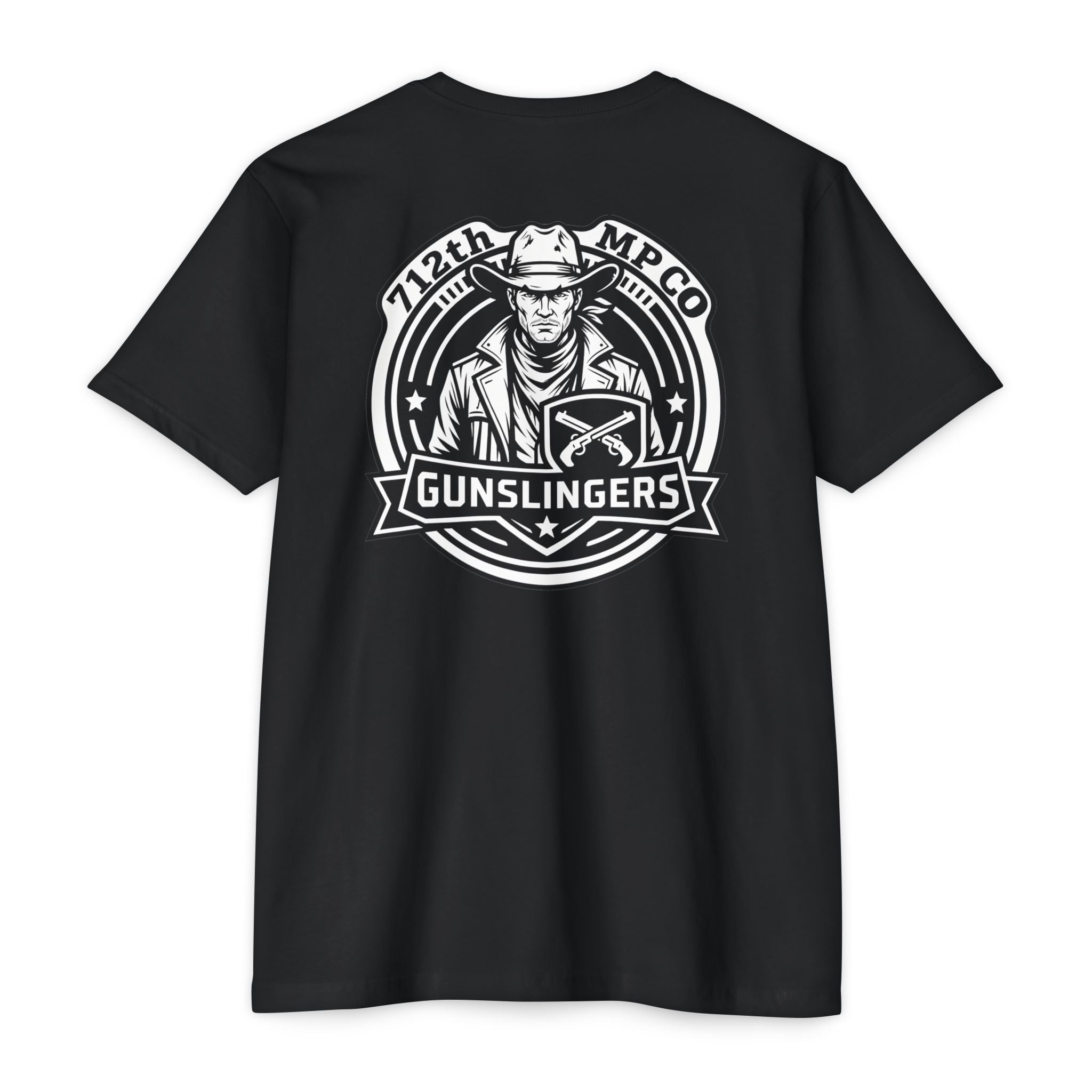 Black PT shirt with Gunslingers graphic on front