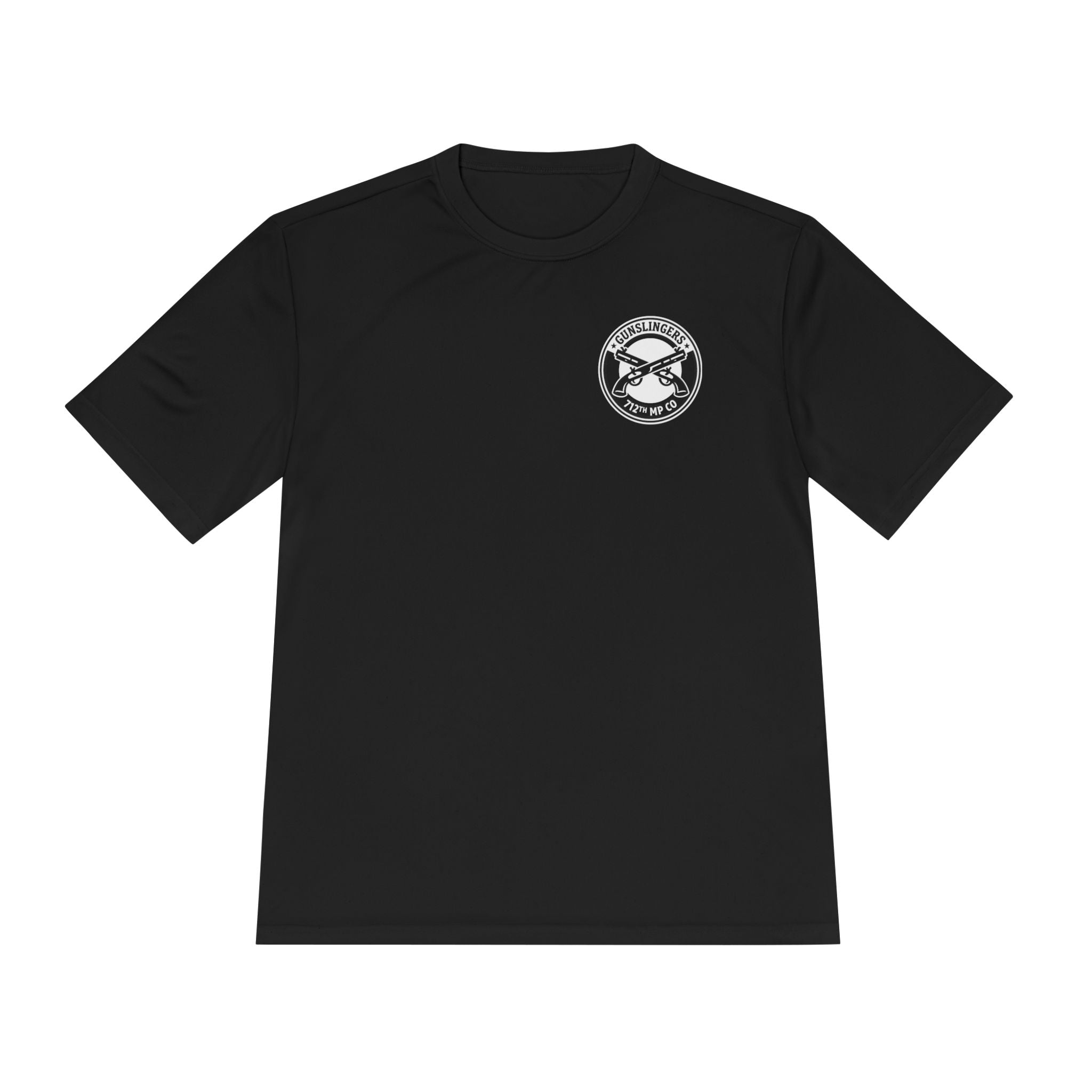Black tactical T-shirt with chest circular logo