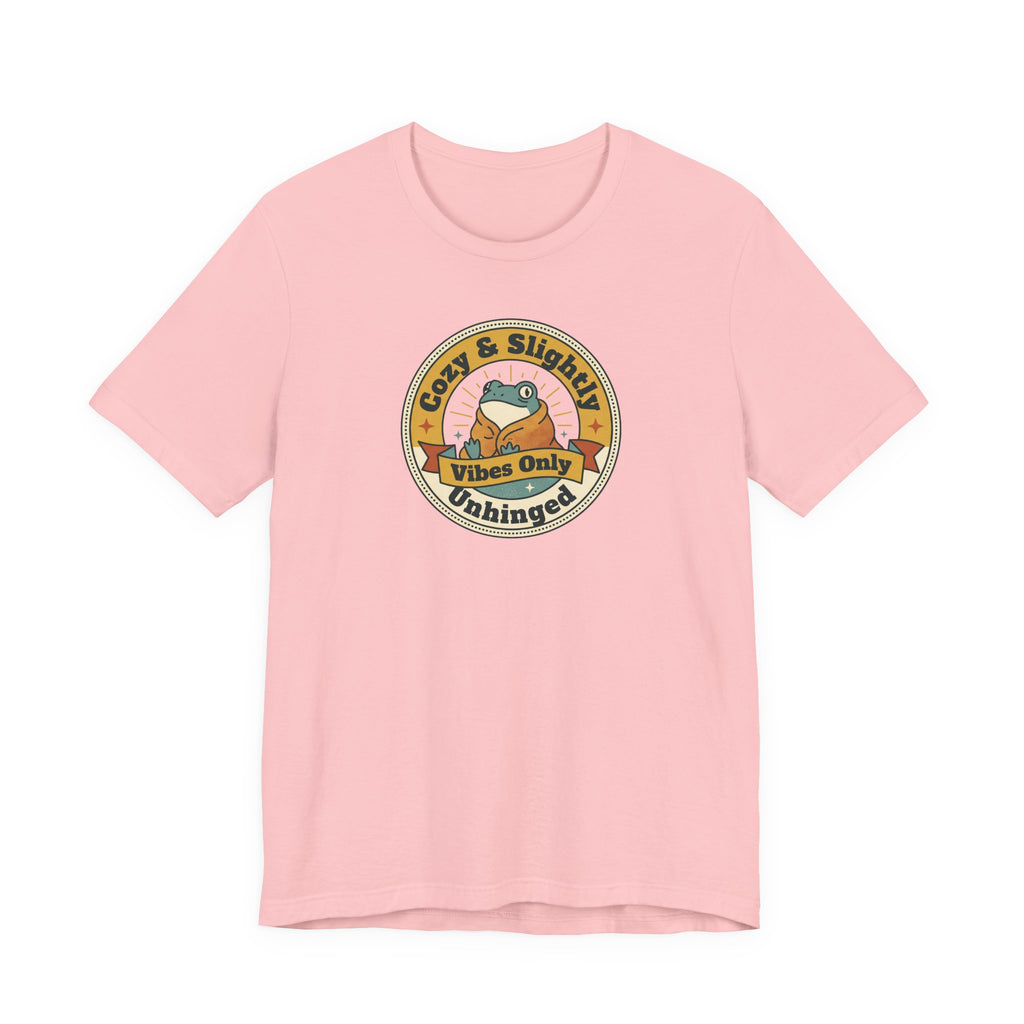 Pink T-shirt with round sloth graphic print at chest