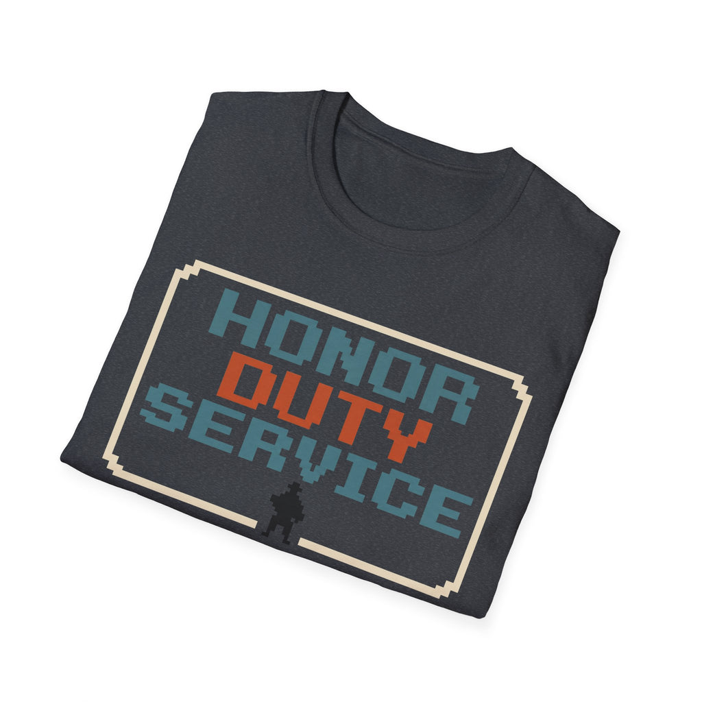 Honor Duty Service T-Shirt - Retro Pixel Veteran Tribute Tee