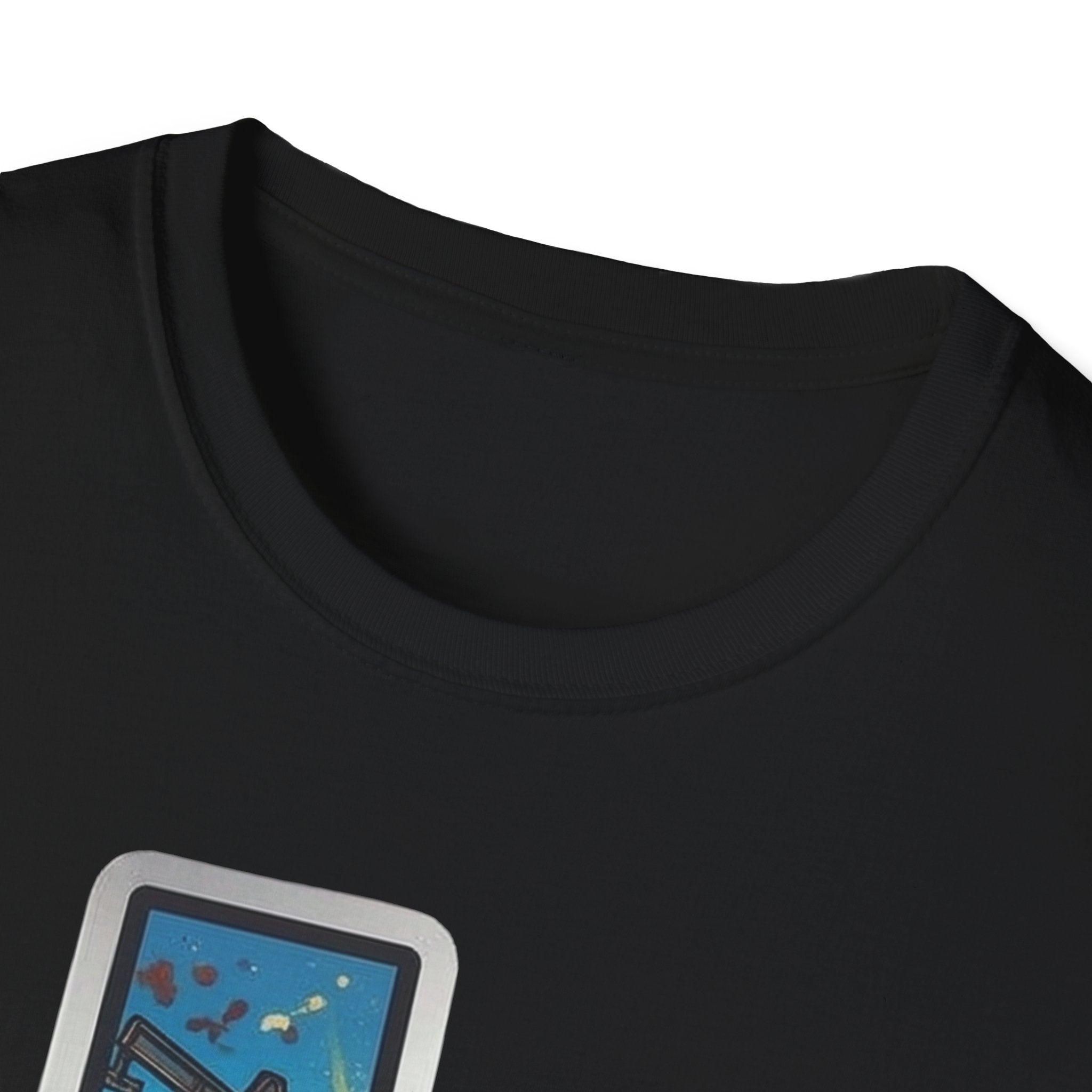 Black T-shirt neckline close-up