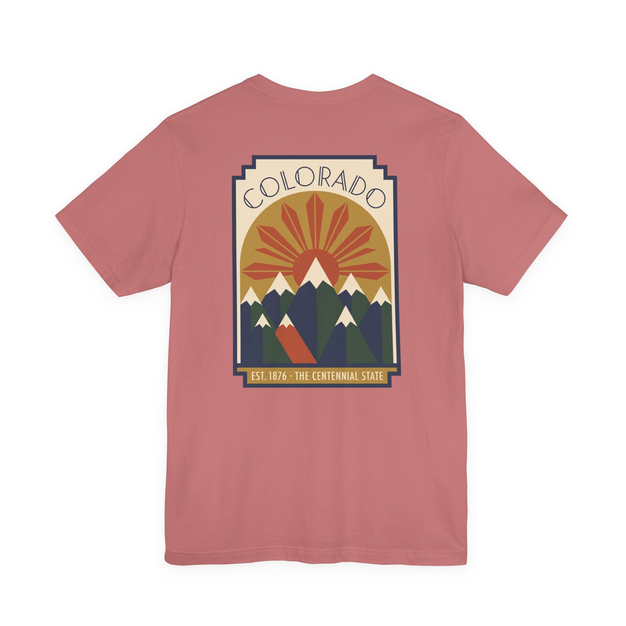 Rose T-shirt with Colorado sunset mountain graphic front print