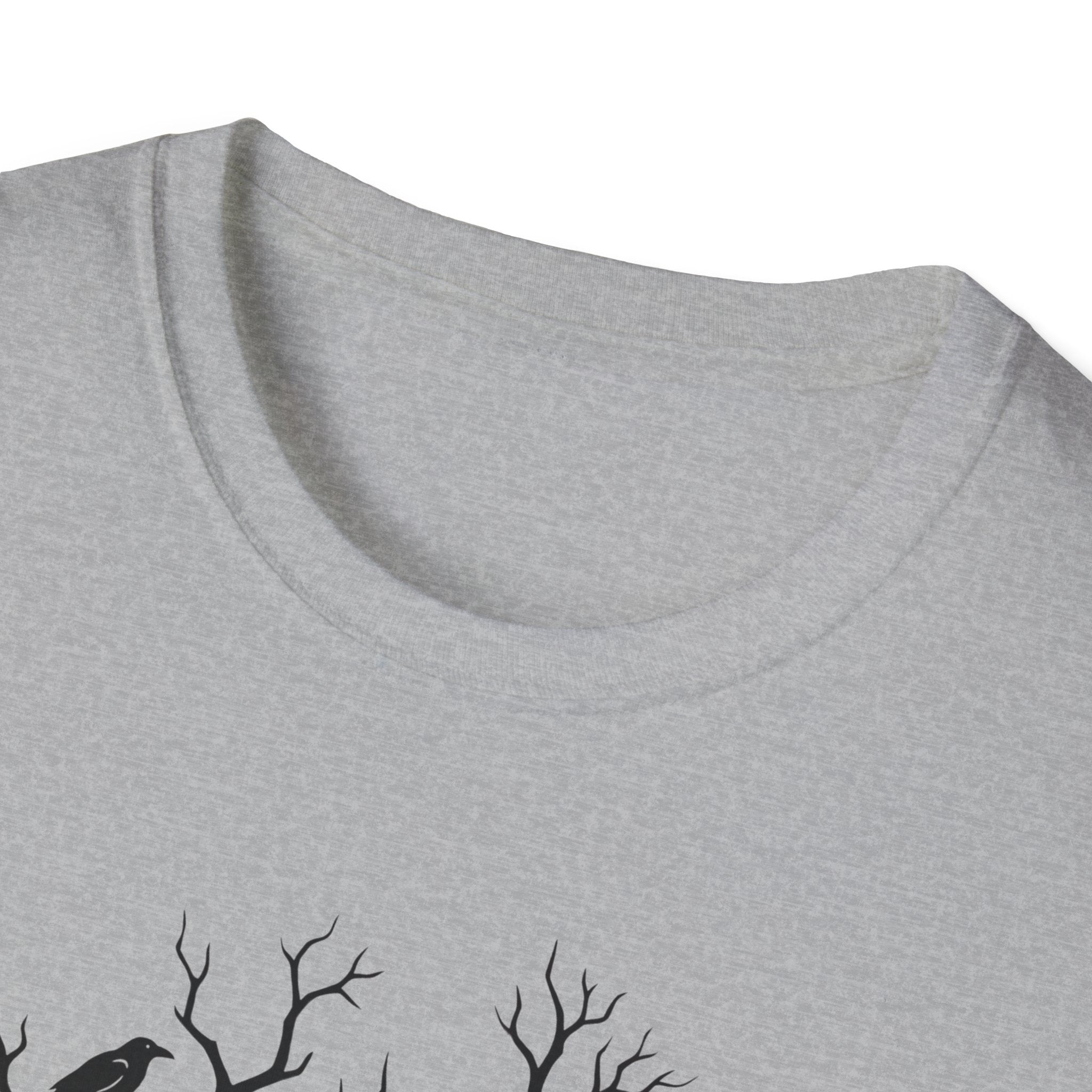Sport Grey crew-neck T-shirt collar close-up