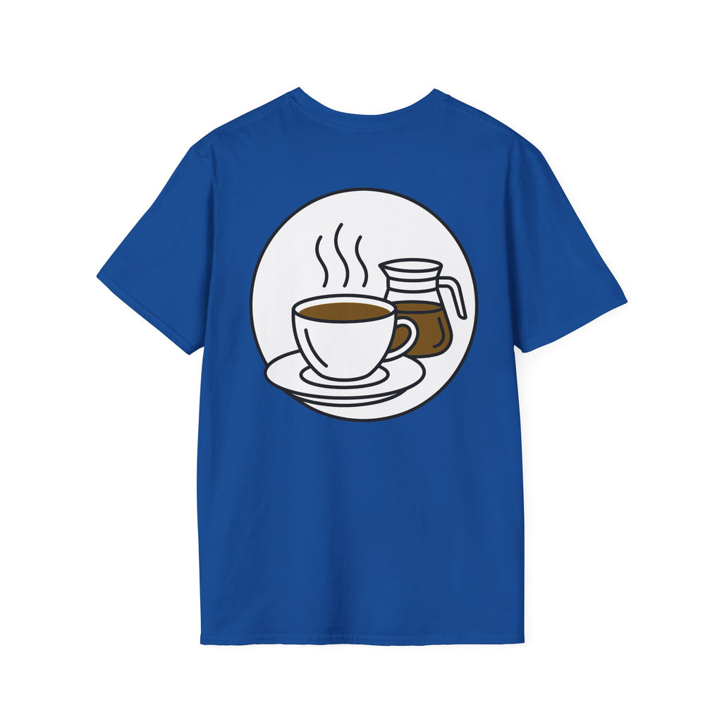 Royal blue coffee cup and jar graphic unisex T-shirt