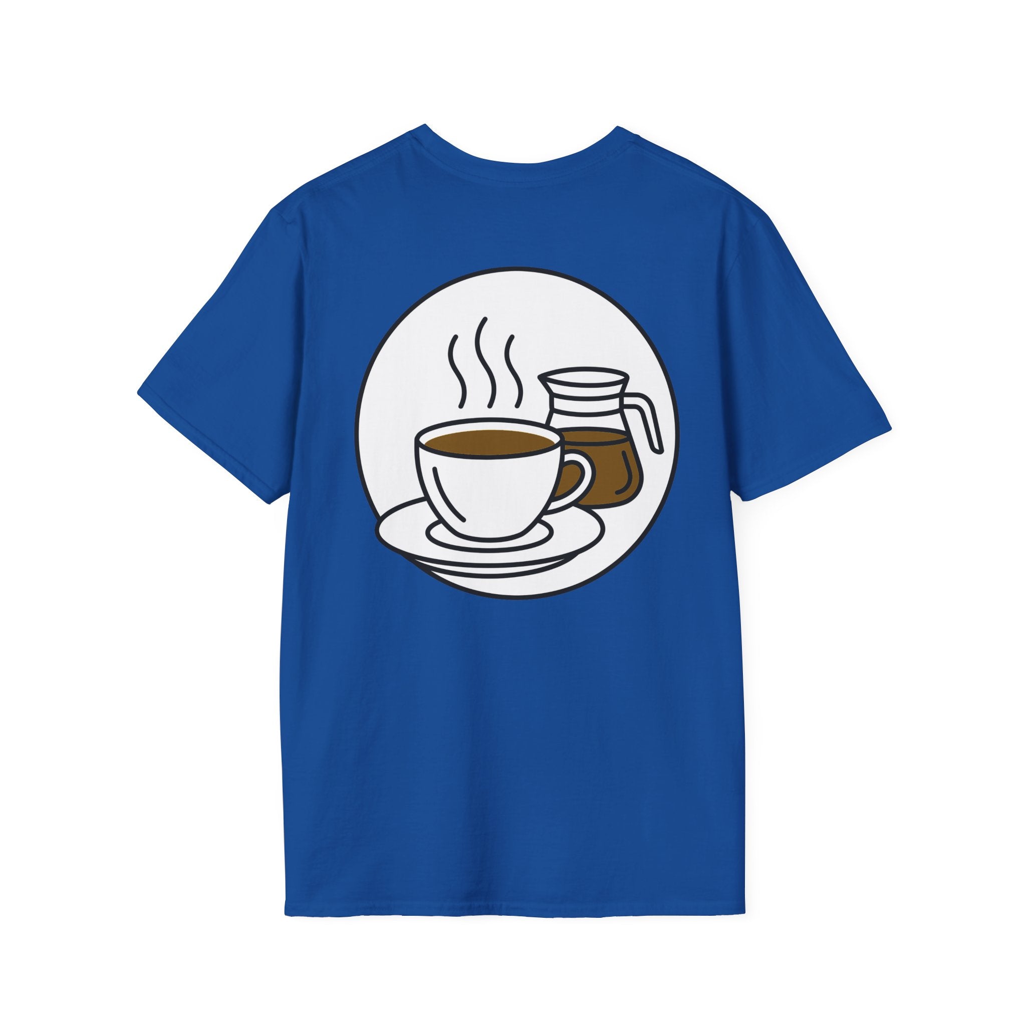 Royal blue coffee cup and jar graphic unisex T-shirt