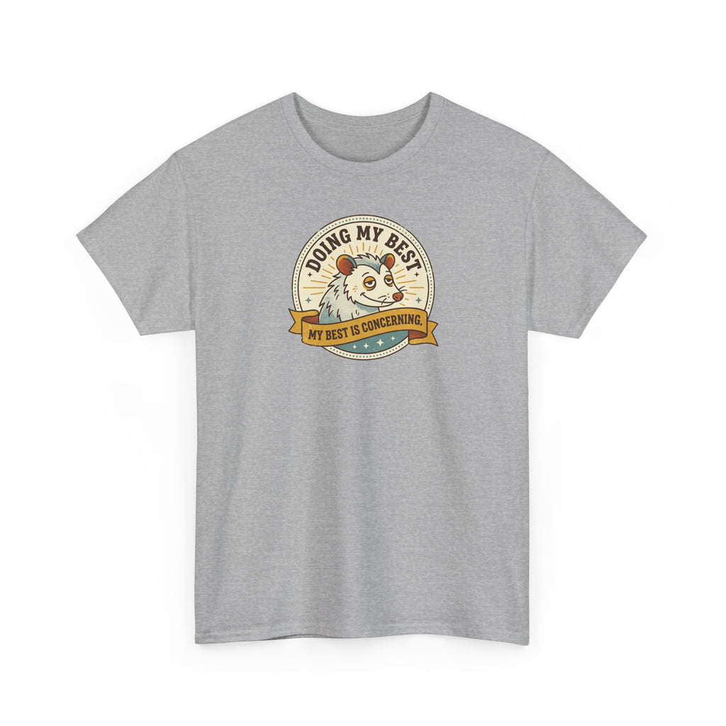 Sport grey sloth graphic T-shirt with circular badge print
