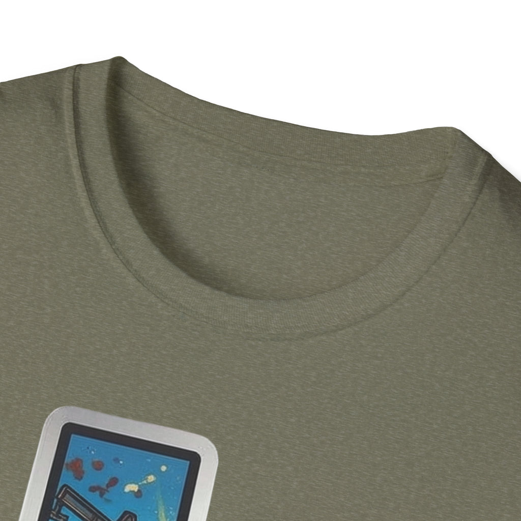 Olive green T-shirt collar close-up