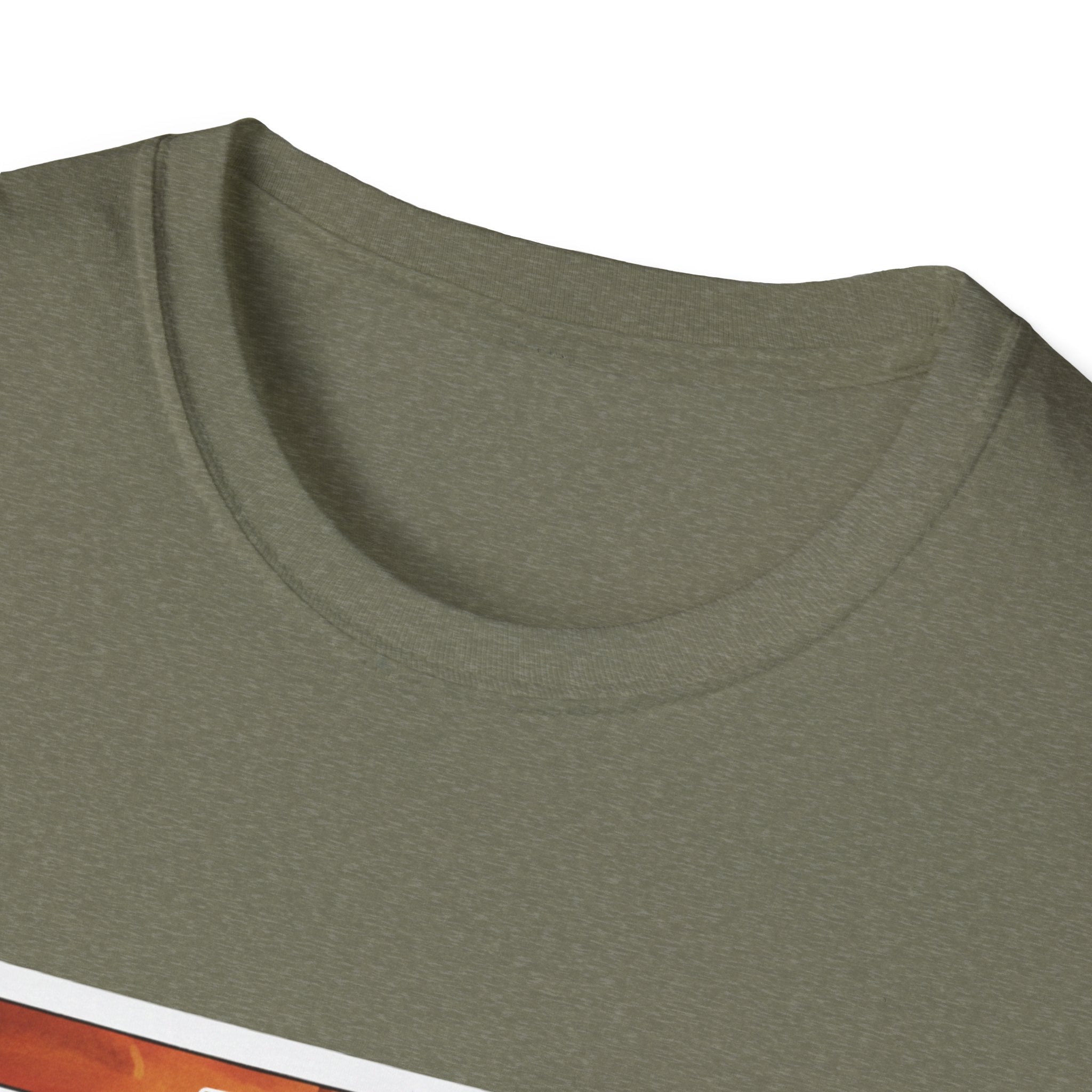 Heather Military Green T-shirt neckline close-up