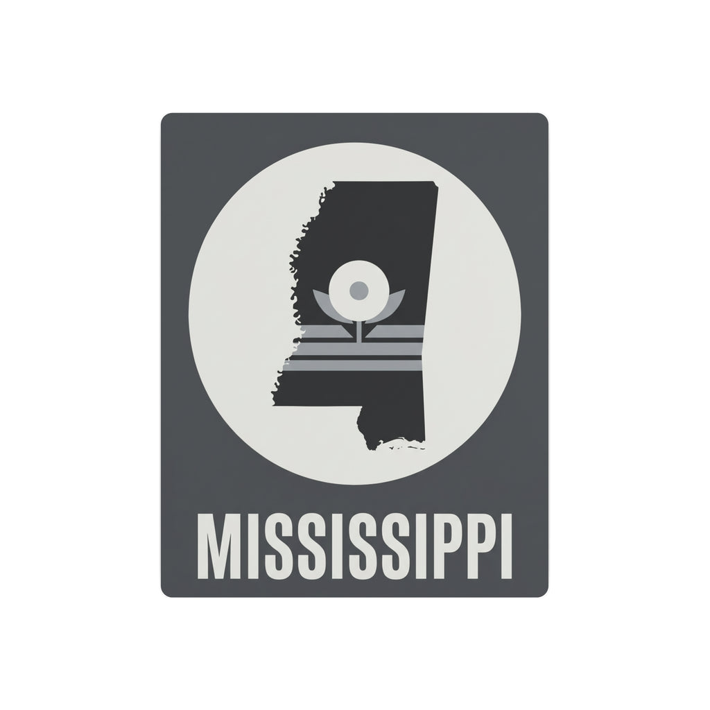 Mississippi metal art sign with magnolia emblem and MISSISSIPPI lettering