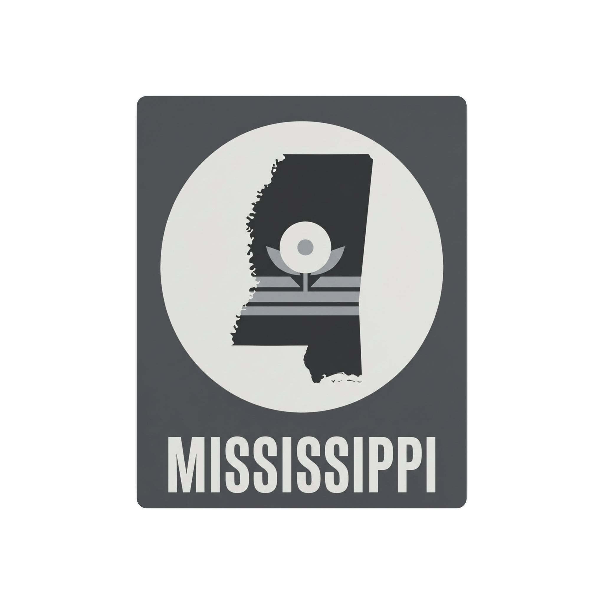 Mississippi metal art sign with magnolia emblem and MISSISSIPPI lettering