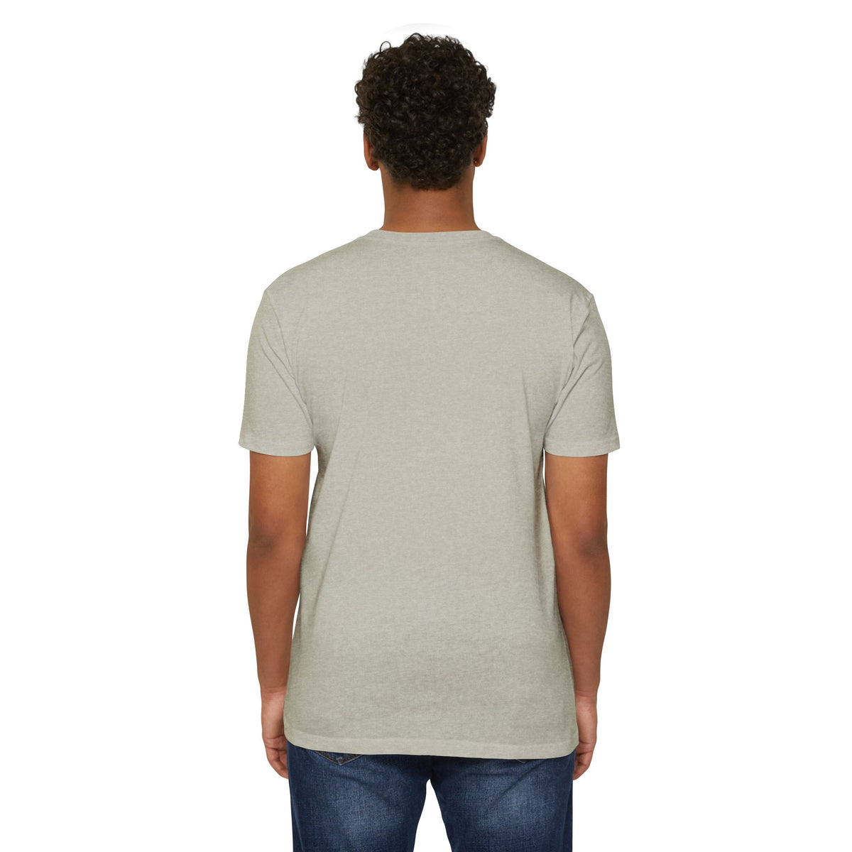 Light gray short-sleeve T-shirt, blank back