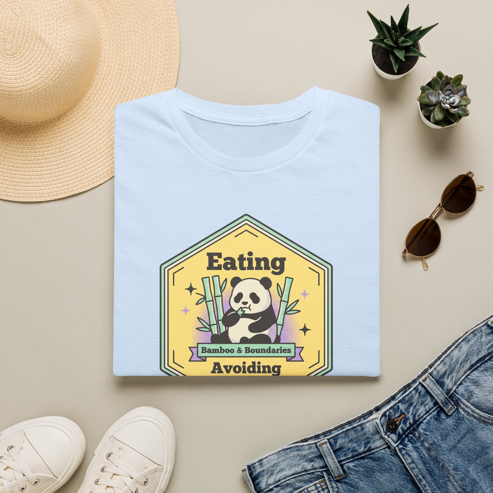 Unisex softstyle T-shirt in light blue with front graphic print and crew neckline