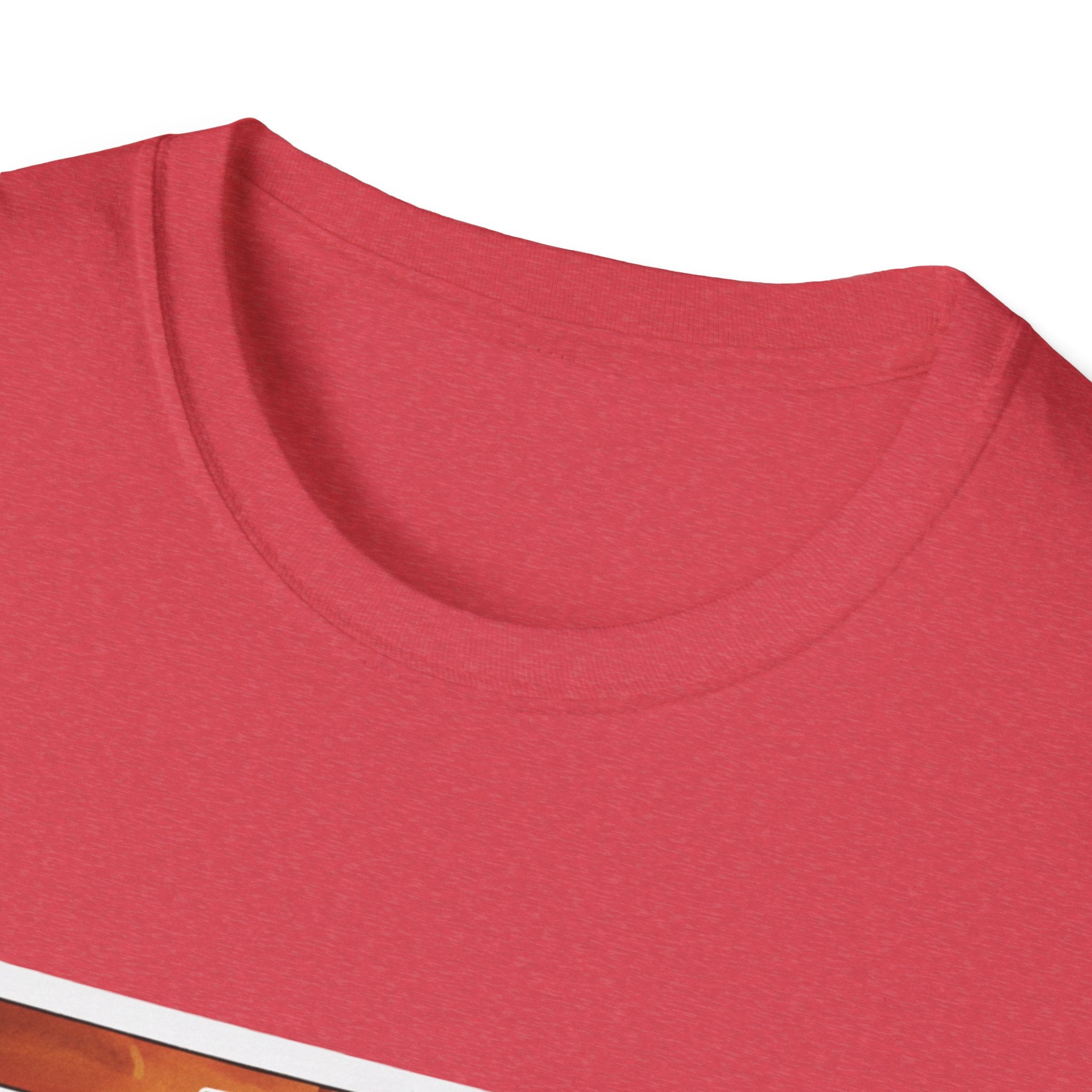 Red T-shirt crew neck close-up