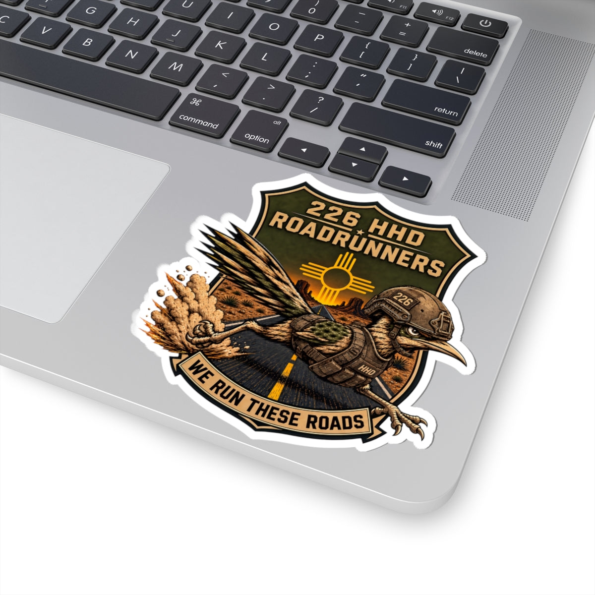 226 HHD Roadrunners Sticker — Military Unit Helmet Emblem (We Run These Roads)