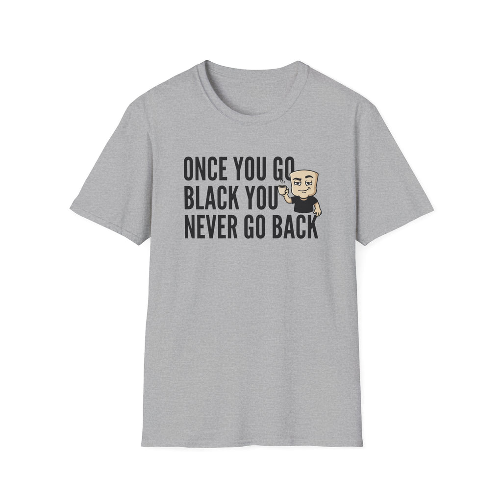 Light gray T-shirt with coffee mug slogan print