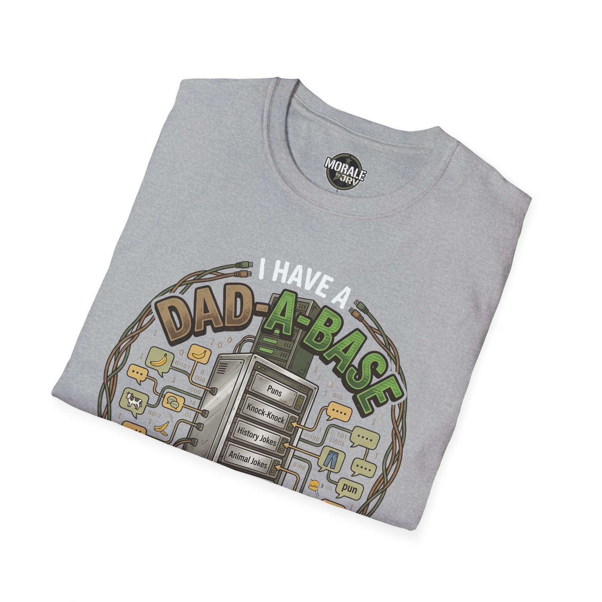 Sport Grey graphic T-shirt: “I have a DAD-A-BOT” joke design
